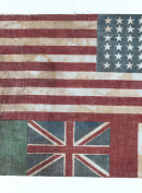 American flag fabric with French flag, British flag and coat of Arms