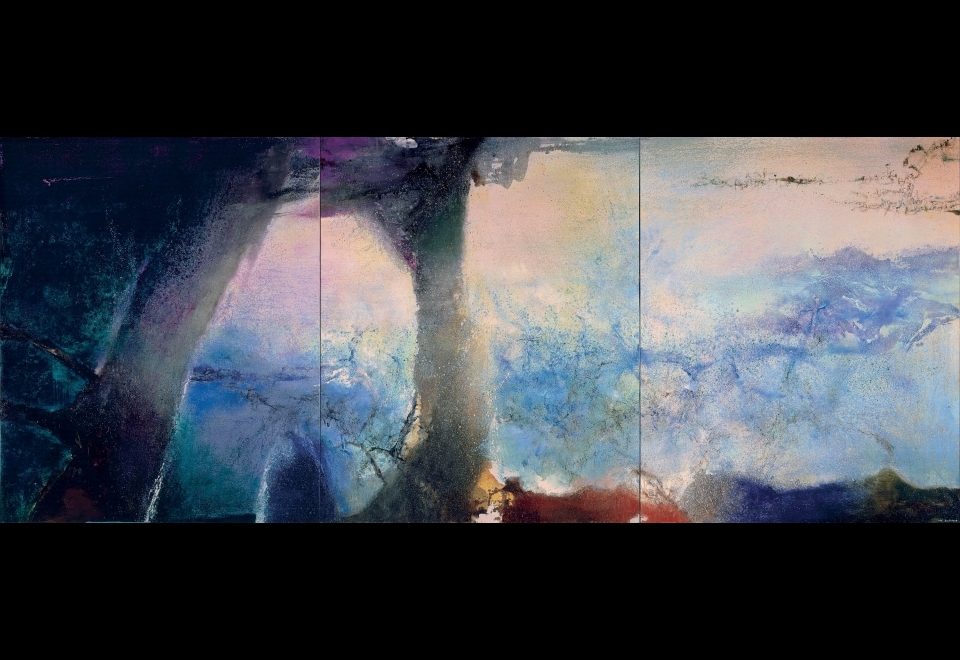 Zao Wou-Ki, <i> Hommage à Claude Monet , février-juin 91 </i> – Triptyque, 1991